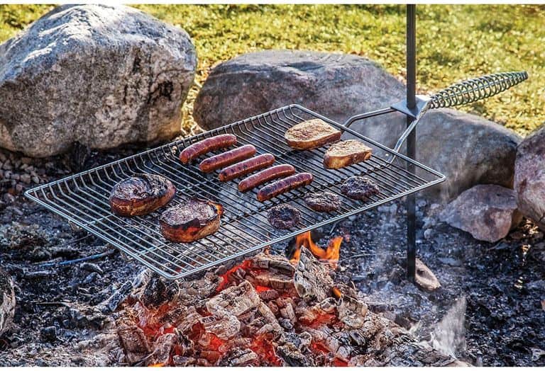 46" Portable Swing Away Wood Fire Cooking Grill Grate Campfire Pit Camp Stake 