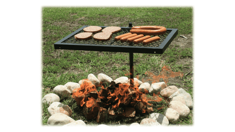 46" Portable Swing Away Wood Fire Cooking Grill Grate Campfire Pit Camp Stake 