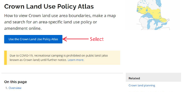 Selecting the Crown Land Atlas