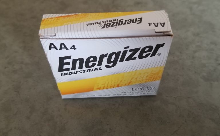 box of AA batteries to replace electricity for camping
