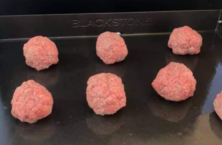 Smash burger balls on a Blackstone griddle