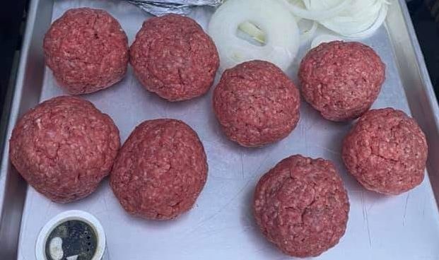 Raw hamburger meat balls