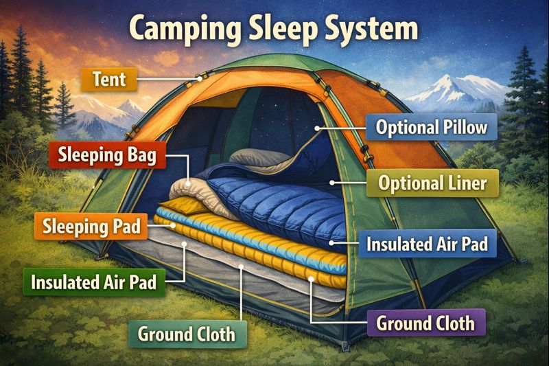camping sleep system diagram