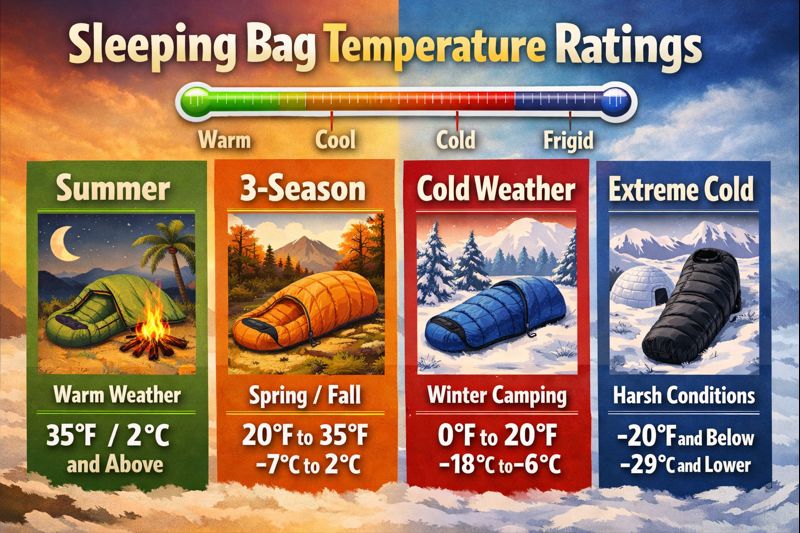 temperature ratings for sleeping bags