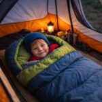 small child in a cold weather sleeping bag