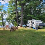 Camping trailer in teh grass