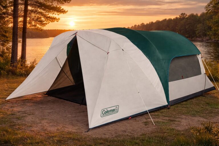 Coleman tent at sunset