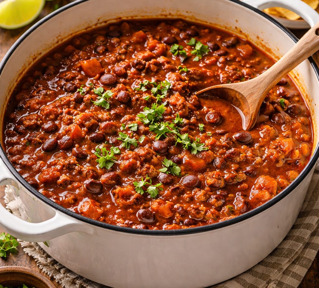 enamel Dutch oven chili
