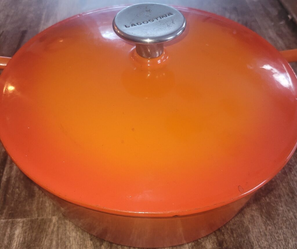 Orange lagostina enamel Dutch oven