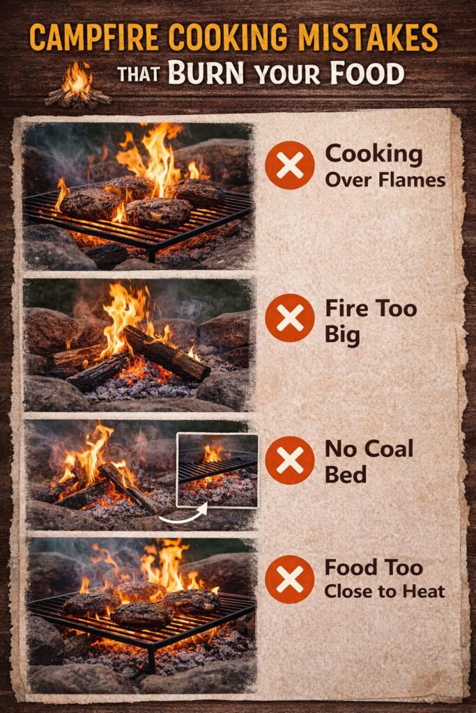 campfire cooking mistakes that burn your food infographic